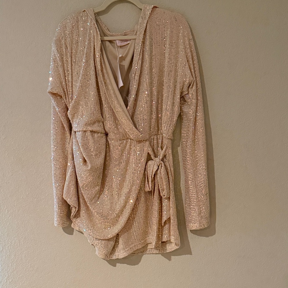 Sparkling Beige Wrap Romper